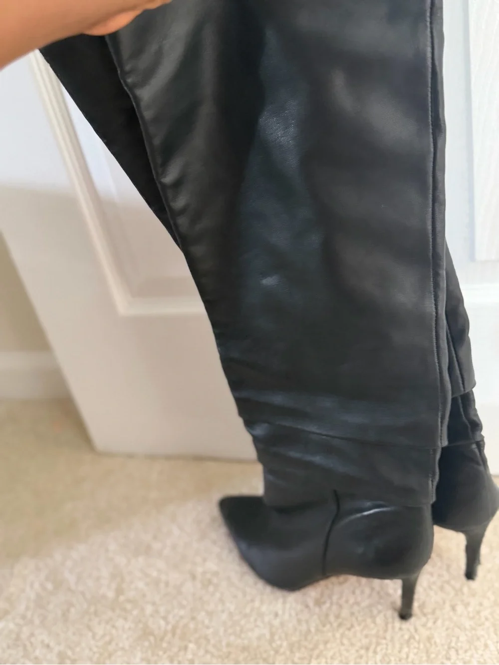 Vince Camuto Black Pointed-Toe Over-the-Knee Stiletto Boots